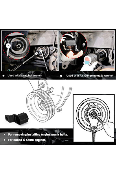 Choice Crank Pulley Removal Tool Socket 50mm Crankshaft Wrench Holder 1/2-Inch Square Drive Spanner Hold...