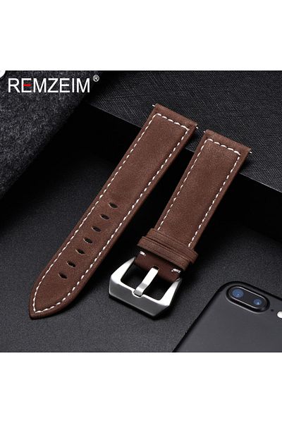Choice19 18mm Red brown Genuine Leather Watchband Bracelet Black Blue Brown Vintage Matte Watch Strap For Wom