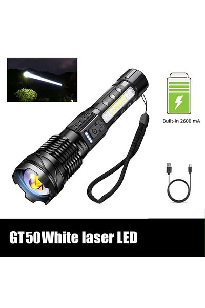 Choice 1PCS GT50 High beam LED Powerful XHP70 LED Flashlight Waterproof 18650 Torch With Side Light 7 Modes