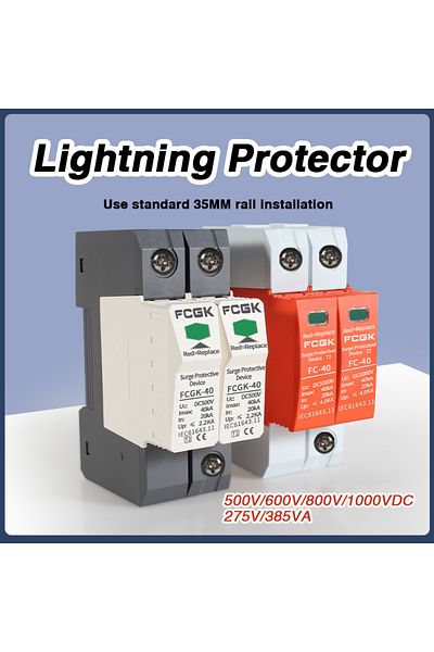 Choice Gray Surge 500vdc 2p Dc Spd 500v 600v 800v 1000v 20ka~40ka House Surge Protector Protective Low-volt