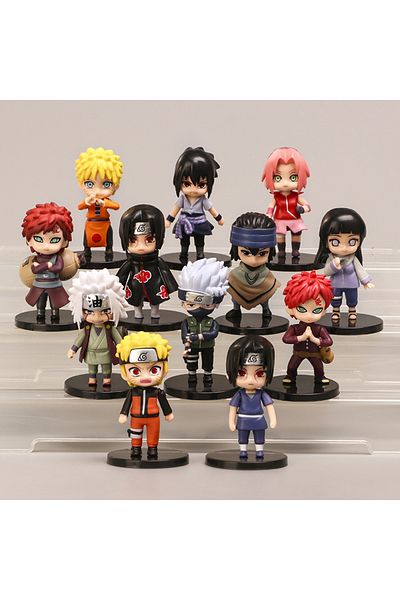 BANDAI 12Pcs Hot 12Pcs/Set Anime Naruto Shippuden Hinata Sasuke Itachi Kakashi Gaara Figure Toys Q Version