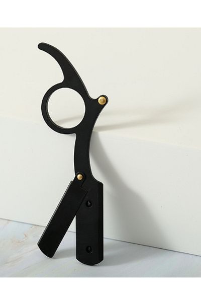 Choice1 black 【Hot sales】New Old Fashioned Razor Manual Shaver Mini Thumb Shaver Men's Face Shaver Holder Ey