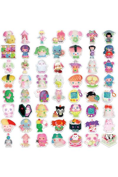 Choice 56pcs 56PCS 3D Crystal Clay Girl Cute Stickers Skateboard Notebook Fridge Phone Guitar Luggage Decal