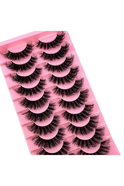 Choice1 10 أزواج JQ02 جديد 10 أزواج من رموش عين القطة، رموش من فرو المنك الصناعي الناعم، عبوة رموش 8D ناعمة، طويلة وجذابة