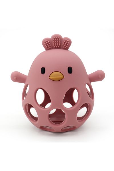 Choice 08-Dark Red 1PC Baby Silicone Teether Toys Cartoon Chick Shape Baby Toys Hollow Out Baby Care Equipm