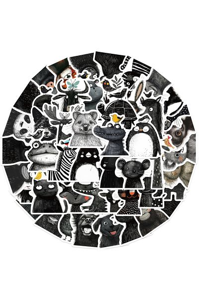Choice 50PCS 50pcs line Animals Stickers Simple Cartoon Stickers For Laptop Suitcase Skateboard Guitar Cart
