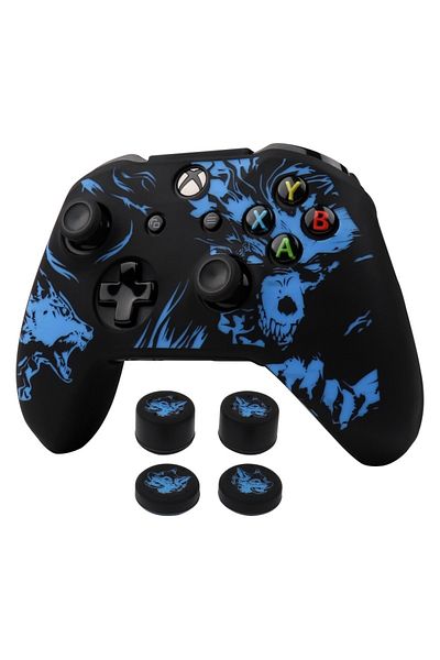 choice2 Blue Laser Carving Soft Silicone Cover For Xbox One S Controller Skin Case Gamepad Joystick Accessor