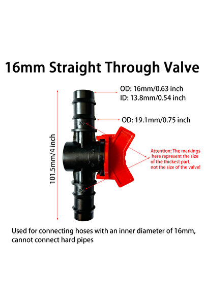 Choice5 صمام آخر 16 مم، قطعتان، قطعتان، صمام كروي مسنن، بلاستيك، مفتاح إغلاق ...