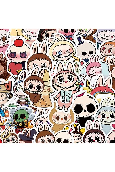 Choice 10PCS 10/30/50/100pcs Cute Cartoon LABUBU Stickers Kawaii Doll Sticker Kid Toy Gift DIY Notebook Sui