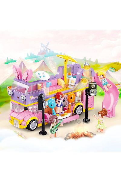 Choice 412pcs no box Sluban 412Pcs Building Blocks Rabbit Bus Motor Home Bricks Happy Camping Party Model E