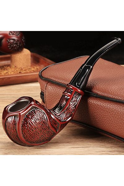 Choice Brown 1pc Tobacco Pipe Resin Wood Old-fashioned Pipe Pot Men's Gift Filter High-grade Carved Pipe
