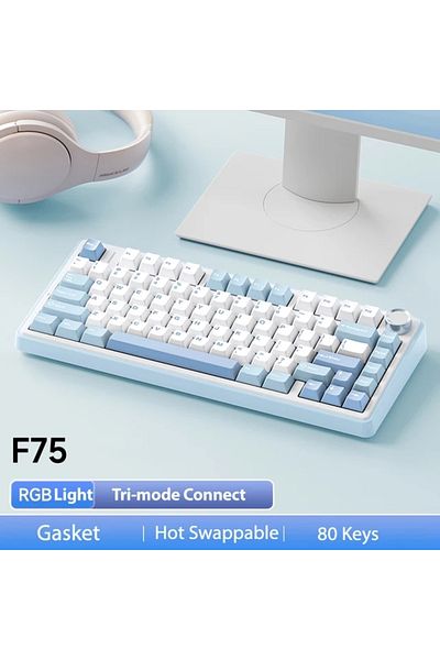 Choice Gray Switch Sea Salt Blue AULA Mechanical Keyboard F75 2.4GWireless/Bluetooth/Wired Gaming Mechanica