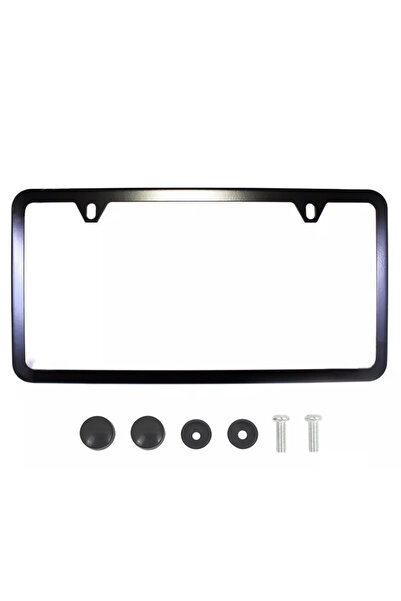 Choice إطار لوحة ترخيص رفيع للغاية ذو زاوية حادة وحافة ضيقة من الفولاذ المقاوم للصدأ باللون الأسود مع فتحتين