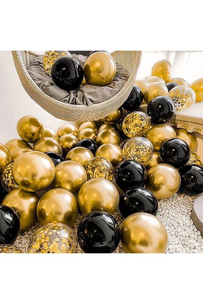 Choice Other 10inch Gold 35Pcs Mixed Gold Black Confetti Latex Balloons Kids Adult Man Woman Birthday Party