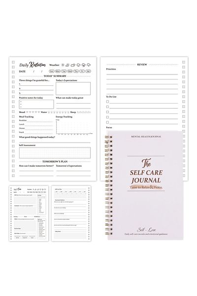 Choice 50 ورقة بيضاء A5 مجلة العناية الذاتية اليومية دليل غير مؤرخ مخطط يومي لمزيد من التأكيد والتأمل