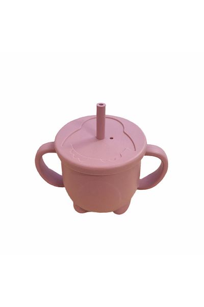 Choice Dark Pink Baby Penguin Straw Cup Food Grade Silicone Children's Creative Straw Cup Baby Learning Cup