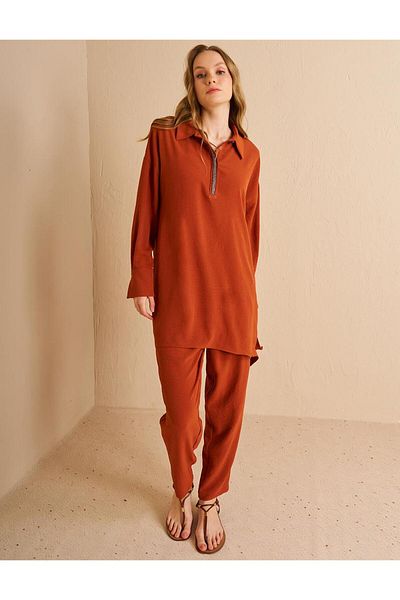 Kayra Stripe Detailed Double Suit Tile