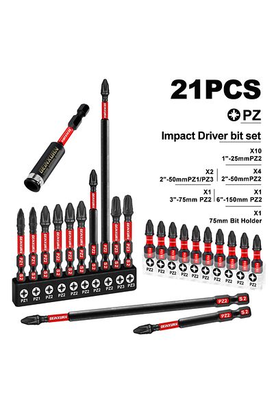 Choice 21PCS Geinxurn Pozidriv #1/#2/#3 Impact Tough Screwdriver Power Bit Set with Storage Organizer