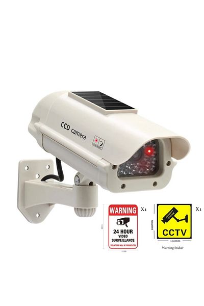 Choice White Dummy CCD Simulation Solar Powered Waterproof Camera Red Flashing Security Camera Home Office