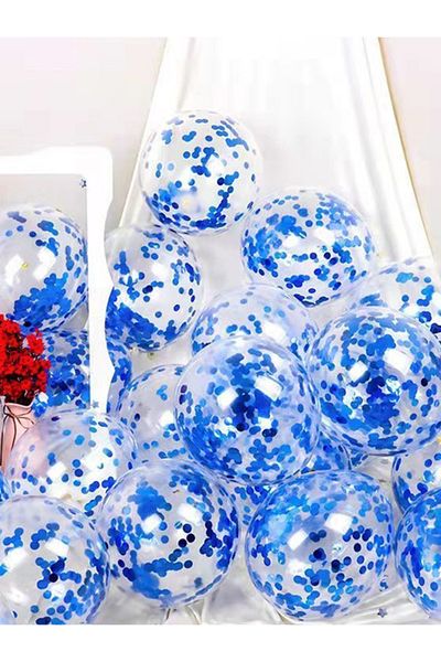 Choice 12INCH Blue 10pcs 12 Inch Sequin Transparent Confetti Latex Balloons Wedding Birthday Party Decorati