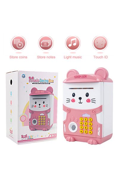 kelaton Yellow New Atm Machine Safe Box Money Bank Atm Music Coin Box Cartoon Bank With Face Unlock Kids Toy
