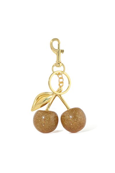 Choice Gold Fashion Delicious Golden Cherry Keychain Summer Fruit Cherry Pendant Key Ring Women Men Jewelry
