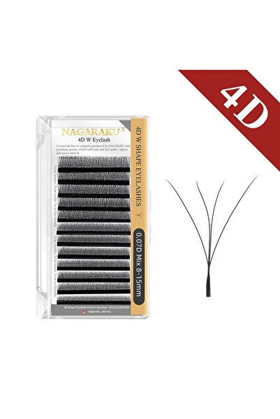 Choice5 رموش NAGARAKU سوداء رباعية الأبعاد، مقاس 8-15 مم، 0.07 مم، على شكل حرف W، مراوح جاهزة، زهور أوتوماتيكية