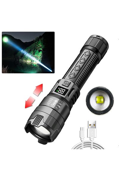 XIWANGFIRE P900 High Power P900 Led Flashlight Rechargeable Zoom Tactical Torch Usb Hand Lantern For Camping, O