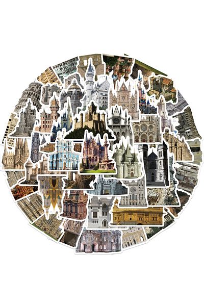 Choice 50PCS 50Pcs Vintage Medieval Castle Stickers Phone Case Skateboard Motorcycle Sticker Retro European