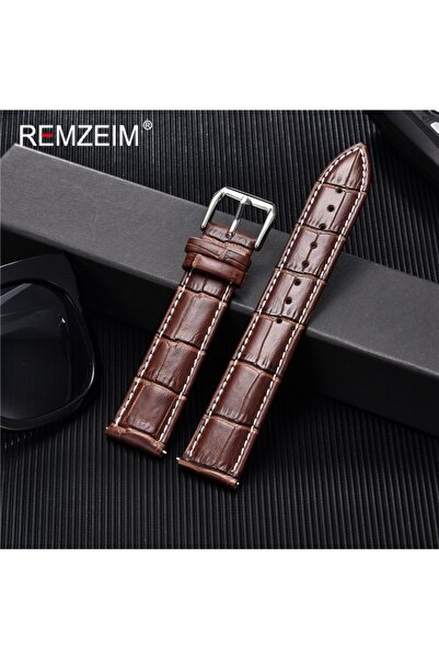 choice2 24mm brown(white line) Calfskin Leather Watch Strap 18mm 20mm 22mm 24...