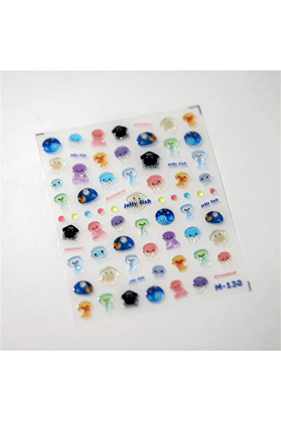 Choice 1 قطعة m130 1 قطعة 5D ملصقات أظافر جيلي كاواي لطيفة على شكل قنديل البح...