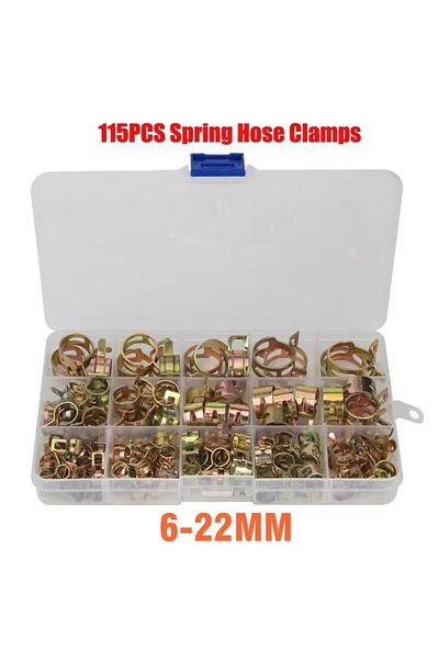 YISEONG 115pcs clamps 115 PCS 6-22mm Spring Hose Clamps or Pliers Zinc Plated Gas Water Hose Clamp Metal Too