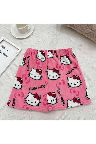 Choice L ZBZW3333-1 New Sanrio Hello Kitty Kuromi Summer Shorts Cartoon Casual Women's Coral Plush Elastic