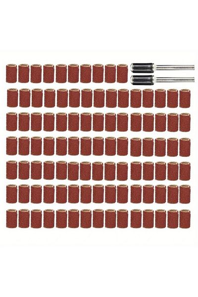 Choice 120 Rotary Tools 102pcs 120 Sanding Bands Set With 6.35mm Mandrels Nail Electric Drill Machine Grind