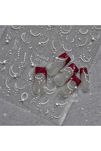 Choice 1 قطعة MS515 1 قطعة بيضاء 5D خطوط موجة الدانتيل اللؤلؤي ملصقات فن الأظافر أنيقة رائعة زينة الأظافر D