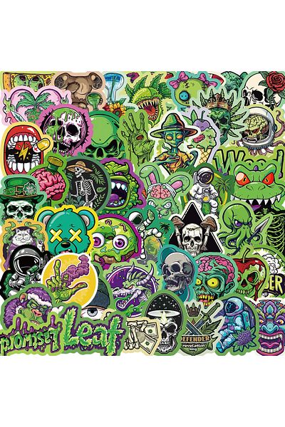 Choice 50pcs 50pcs Cartoon Green Graffiti Stickers Phone Guitar Laptop Notebook Suitcase Water Bottles Wate