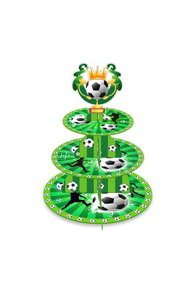 Choice DT021 3 Tier Football Sports Soccer Party Cake Display Stand Kid Birthday Dessert Cupcake Rack Stand
