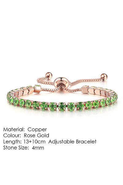 Choice RoseGold Olive ZHOUYANG Tennis Bracelet For Women Luxury Handy Adjustable 4 Claws Mosaic 4mm Zirconi