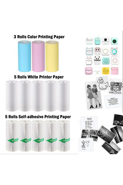 Choice 5 Rolls Thermal 20pcs Mini Printer Paper Thermal Sticker Paper Self-adhesive Printer Paper Photo Pri