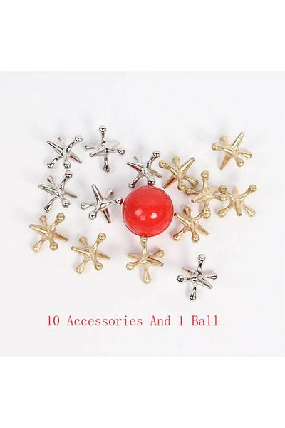 Choice Red 10 Accessories And 1 Ball Jacks Table Grabbing Game Multiplayer Children's Alloy Puzzle Tabletop