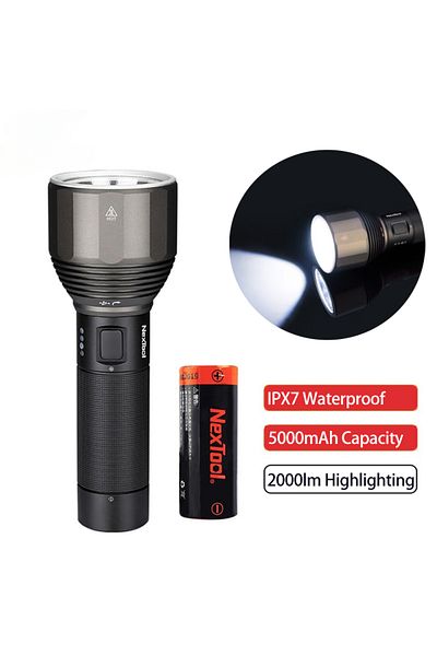 Choice Include Battery NexTool Flashlight 2000lm 380m 5 Modes IPX7 Waterproof LED Flashlight Rechargeable S