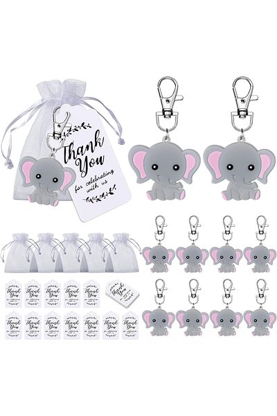 Choice Pink 10 shower gift set, customer return gift, elephant keychain, hard gauze bag, and thank-you labe