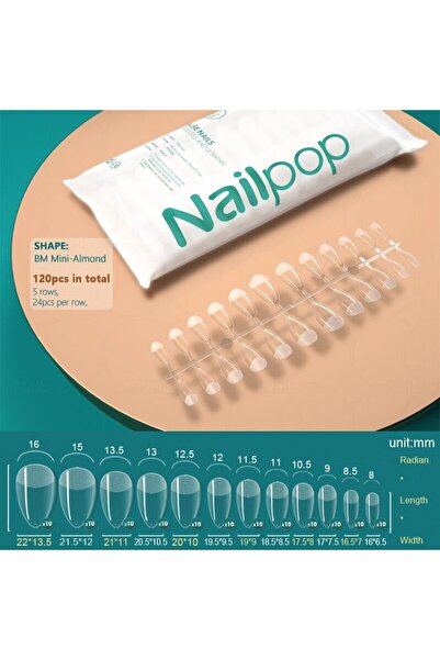 Choice3 مجموعة SM Mini-Almond 120 NAILPOP أطراف أظافر صناعية من الجل الناعم ل...