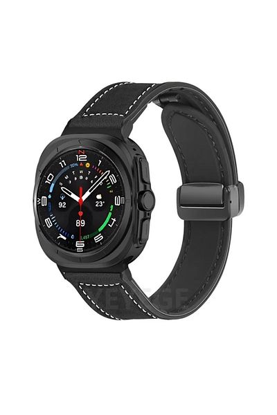 Choice Galaxy Ultra 47mm B-Black Leather Silicone Bracelet for Samsung Galaxy Watch Ultra 47mm Magnetic Ban