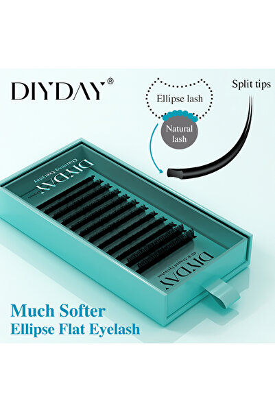 Choice1 8-15 مزيج 0.20 مم CC تمديد الرموش المسطحة DIYDAY تمديد الرموش المسطحة البيضاوي أطراف مقسمة أسود غير لامع F