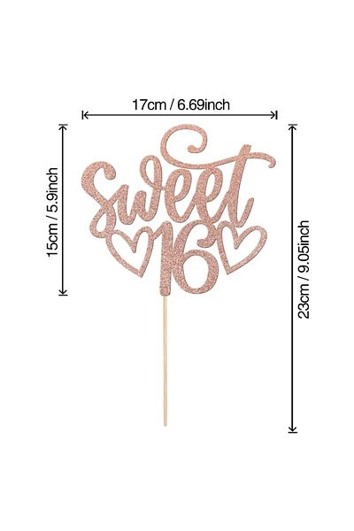 Choice Coffee 1 pC sparkling 16th birthday cake topper - unique cake decoration suitable for sweet celebra