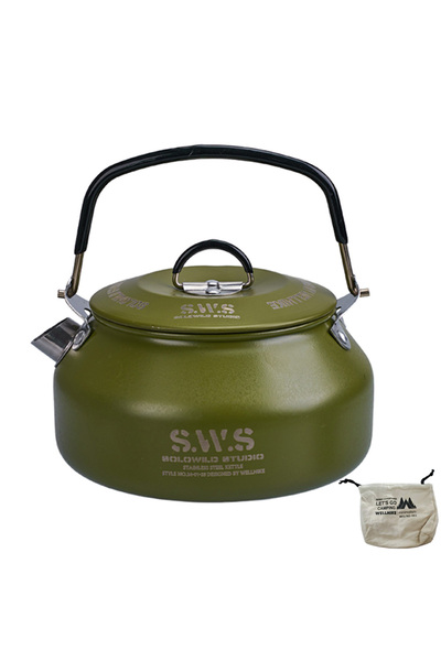 Choice غلاية قهوة محمولة للمشي لمسافات طويلة خضراء سعة 0.8 لتر مع مقبض غلاية ...