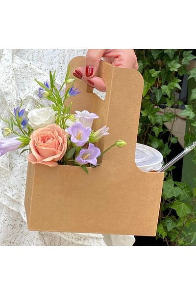 Choice 22.5x17.5x8cm 10pcs 10/20pcs Kraft Paper Take Out Bag For Flower Coffee Drinks, 2 Cup Holders Two-in