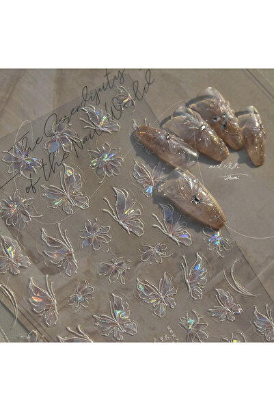 NAILFYOU 1 قطعة MS533 1 قطعة 5D ملصقات أظافر فاخرة لامعة على شكل فراشة كاواي ...