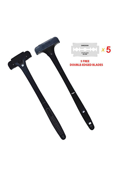 Choice1 ماكينة حلاقة قابلة للطي بمقبض طويل باللون الأسود للرجال، ماكينة تشذيب...